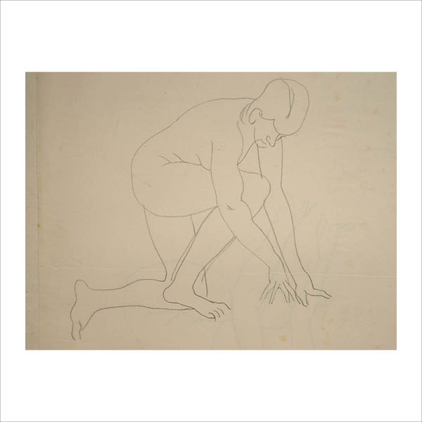 Figure kneeling on one knee
