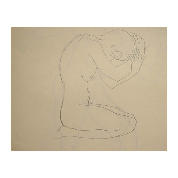 Seated figure crouching