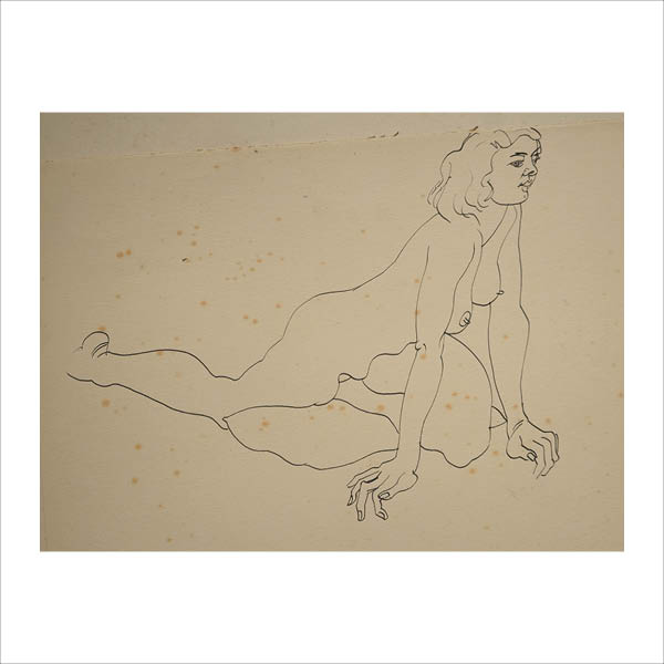 Seated figure leaning forward