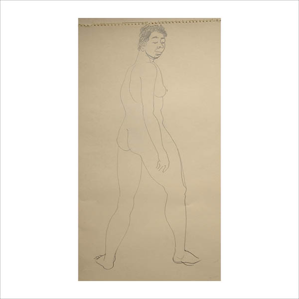 Figure standing facing back
