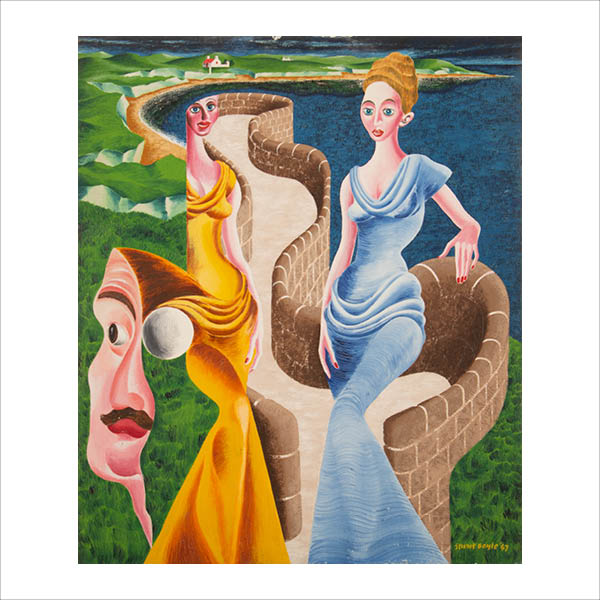 Women by sea wall the tower