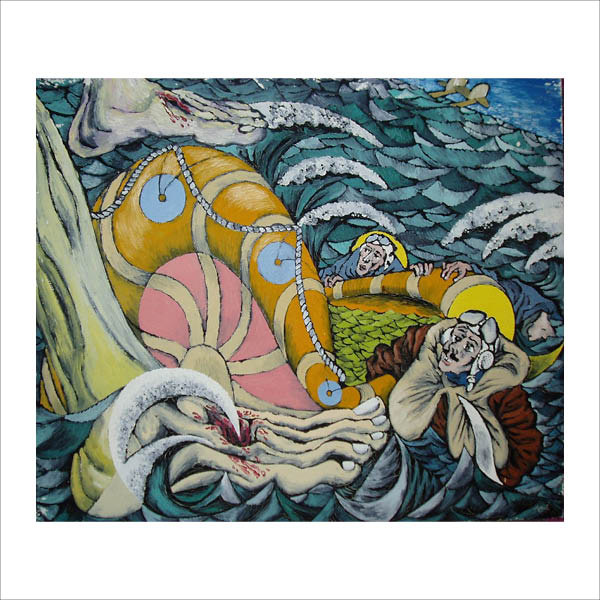 Jesus’s feet and airmen in the sea