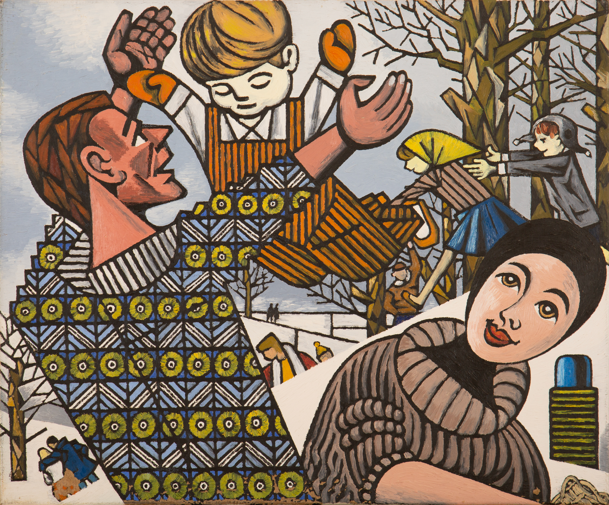 #1960_113_happy families snow scene